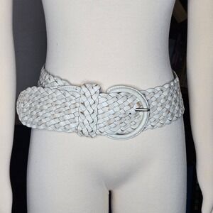 Abercrombie & Fitch Adjustable Leather Braided Belt XS S White Boho Y2K Western
